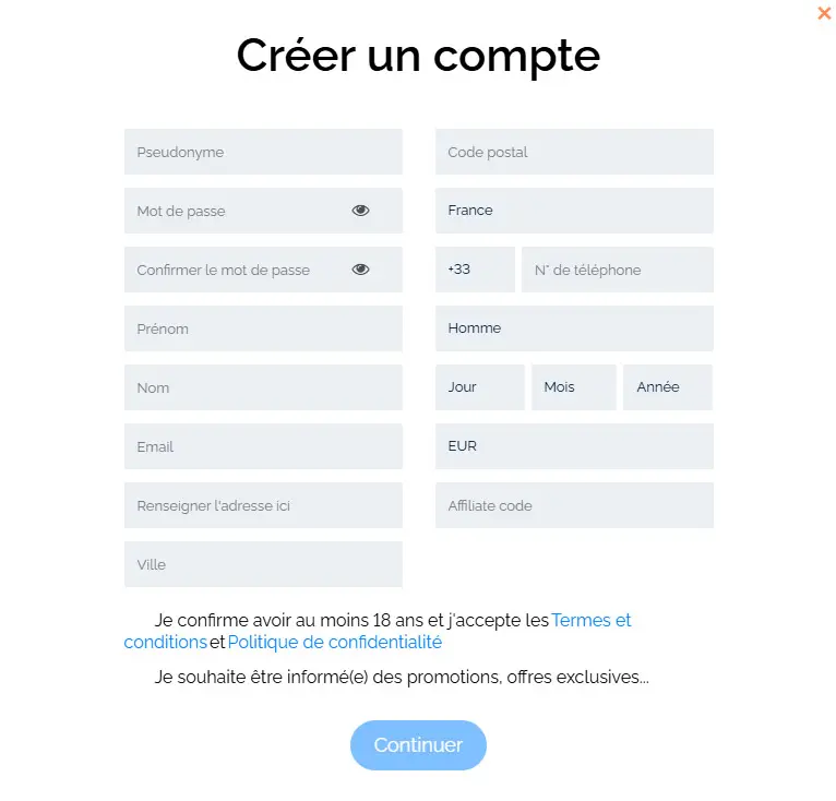 Pure Casino registration process